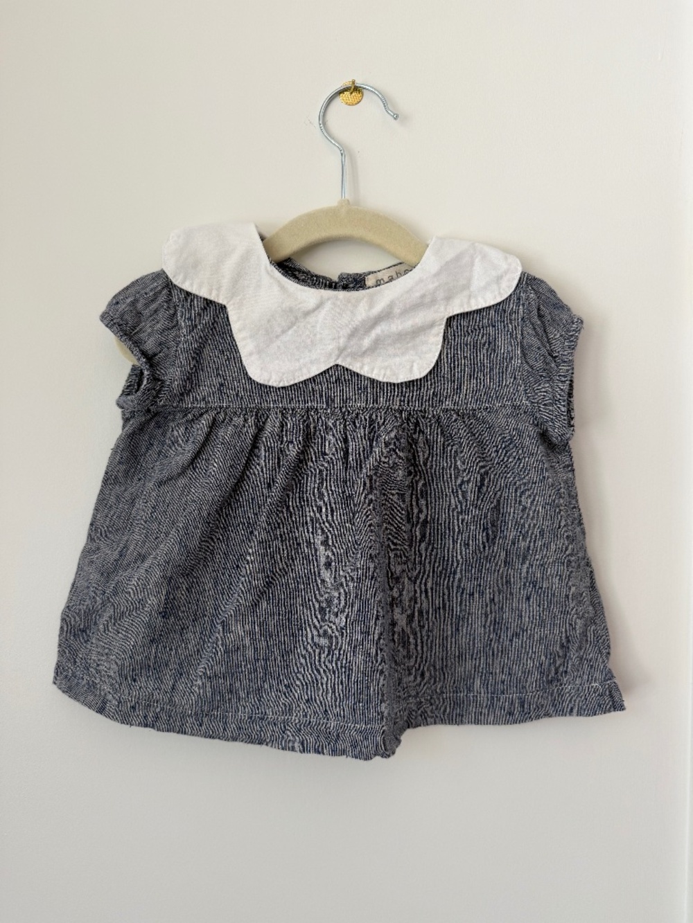 Mabo Jane Dress | Indigo-Cream Slub